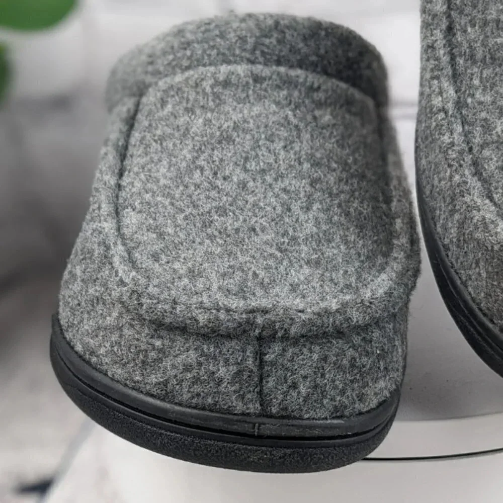NEW Slippers gray faux wool, memory foam, washable, indoor outdoor, house shoes